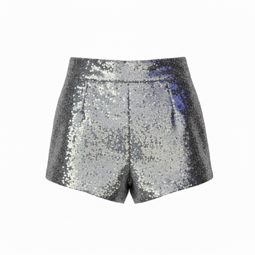 AKIRA Silver Sequin High Waist Shorts